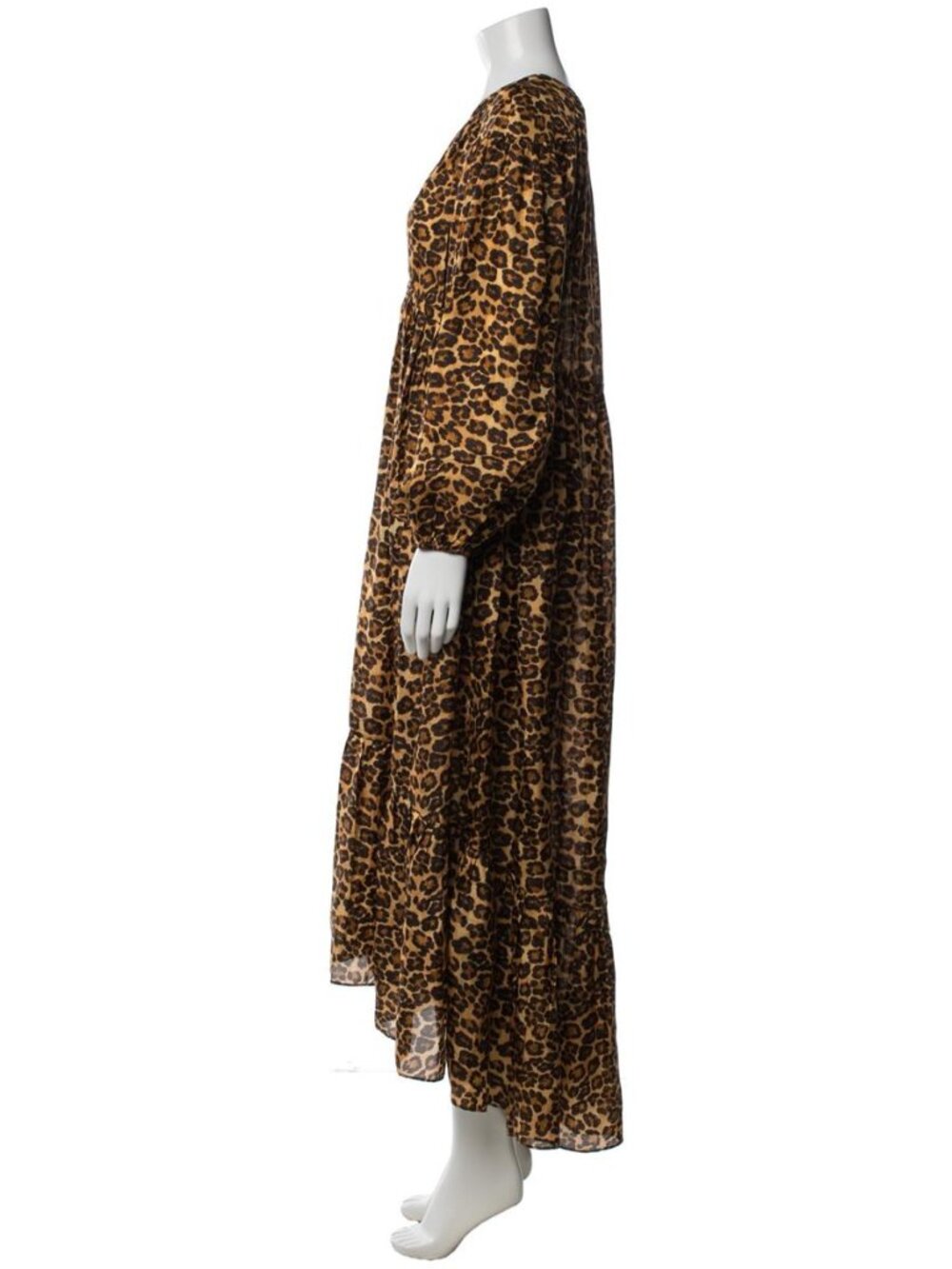 Zimmermann Leopard Print Silk Maxi Dress Long Sleeve V-Neck XS - Picture 3 of 4